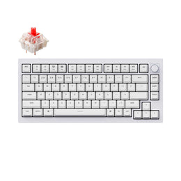 Keychron Q1 QMK VIA custom mechanical keyboard 75 percent layout full aluminum white frame knob version for Mac Windows iOS RGB backlight with hot swappable Gateron G Pro switch red