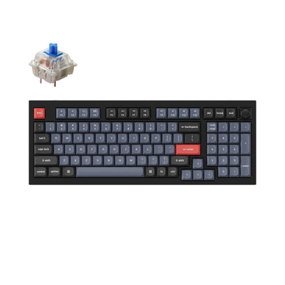 Keychron Q5 QMK/VIA custom mechanical keyboard knob version 96 percent full aluminum for Mac Windows Linux fully assembled black frame with Gateron G Pro switch blue