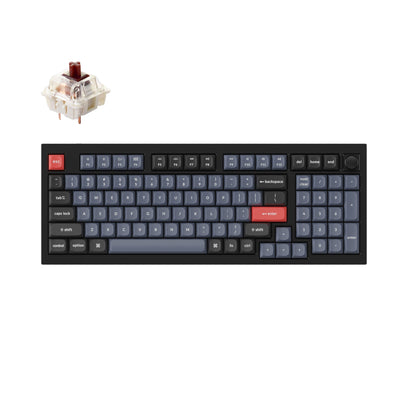 Keychron Q5 QMK/VIA custom mechanical keyboard knob version 96 percent full aluminum for Mac Windows Linux fully assembled black frame with Gateron G Pro switch brown